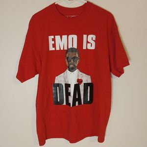 Men's Beasted Clothing Kanye West "EMO IS DEAD" Printed Red Shirt -L
